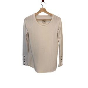 Chaser White Thermal Waffle Knit Long Sleeve with Button Cuffs Women's S…